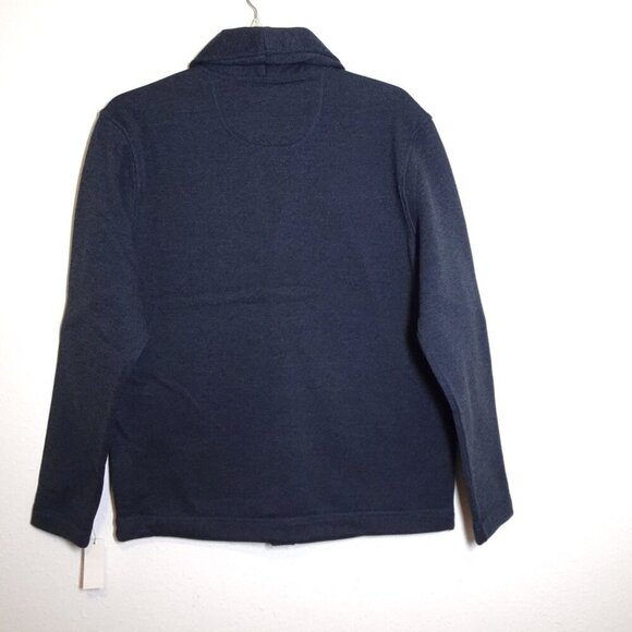 Van Heusen Grandpa Cardigan Men's Size L Blue Fleece Thermal Academia Professor - Picture 4 of 8